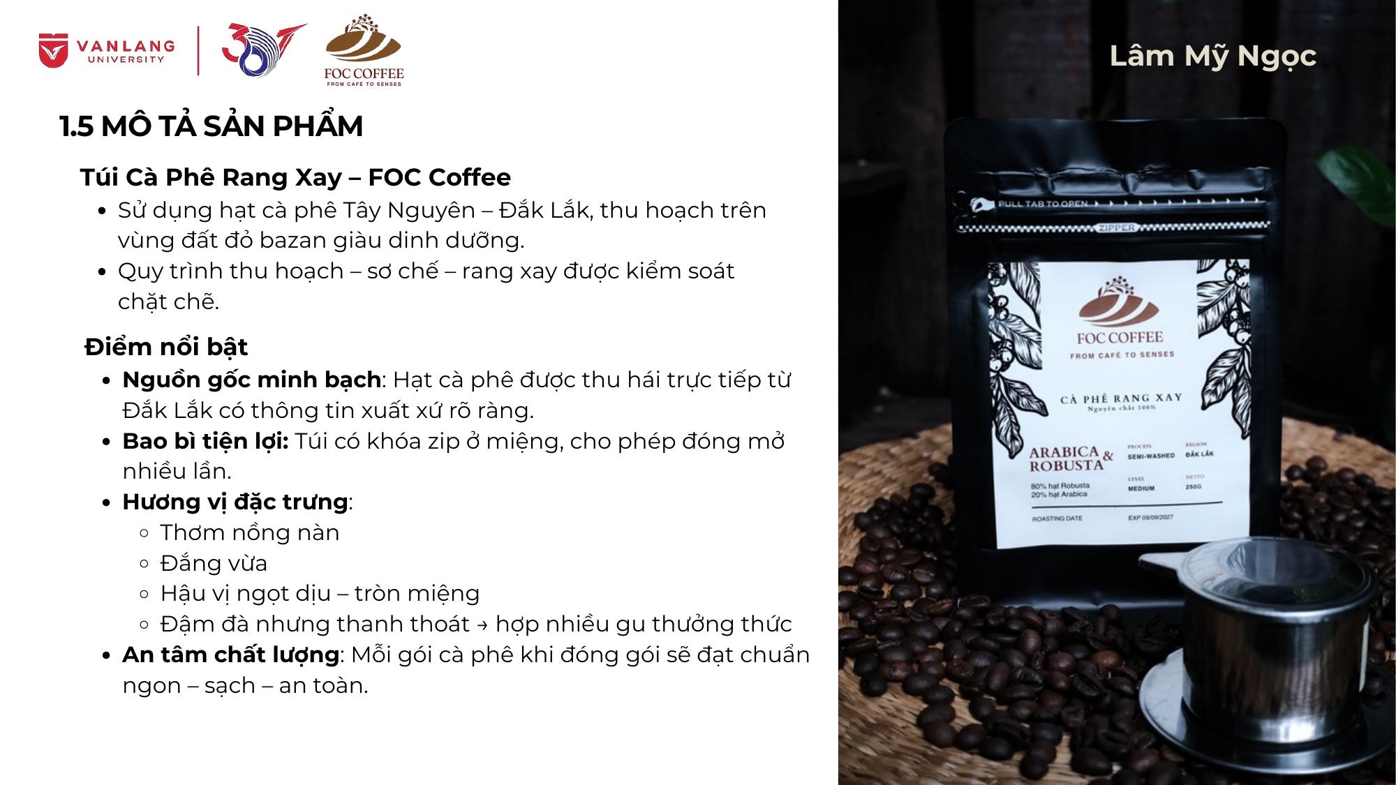 Thông tin sản phẩm cà phê rang xay FOC Coffee