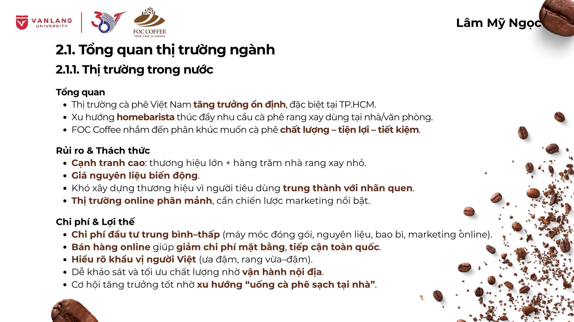 Phân tích cơ hội thị trường cà phê