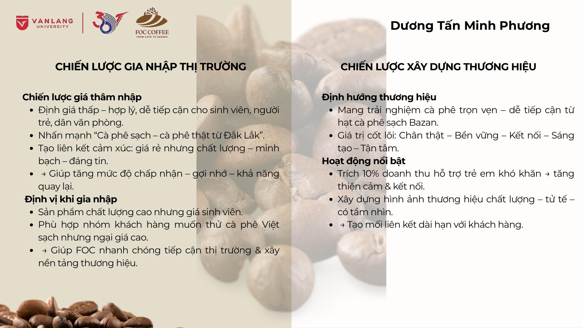 Định hướng gia nhập thị trường của FOC Coffee
