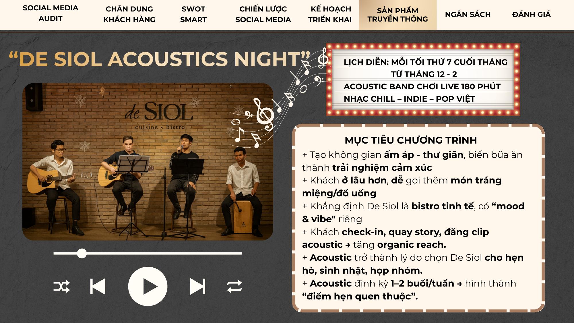 Kế hoạch De Siol Acoustics Night