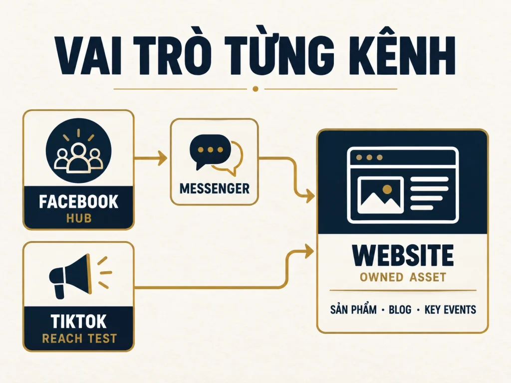 Sơ đồ Facebook, TikTok và website trong hành trình khách hàng MyChapter