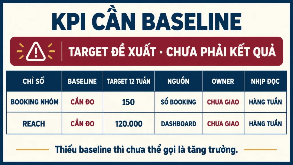 Bảng mẫu nối baseline, target booking và reach với nguồn dữ liệu và owner
