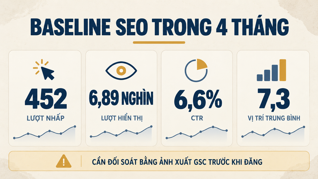 Bốn chỉ số Google Search Console của DÉCOR & MORE trong bốn tháng