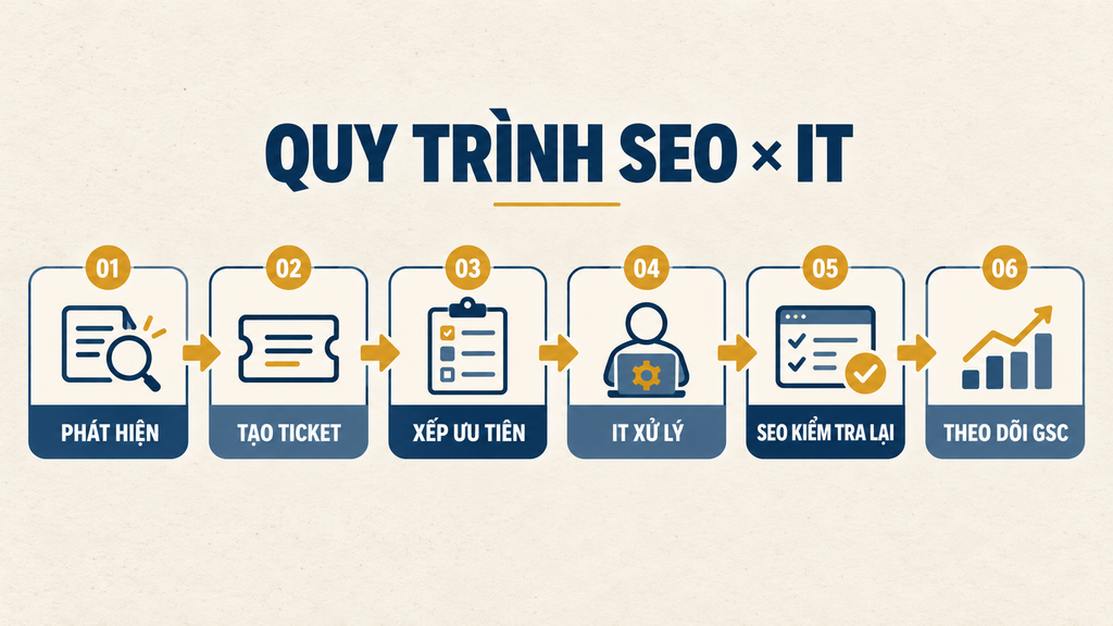 Quy trình sáu bước phối hợp giữa SEO và IT để xử lý lỗi trên CMS